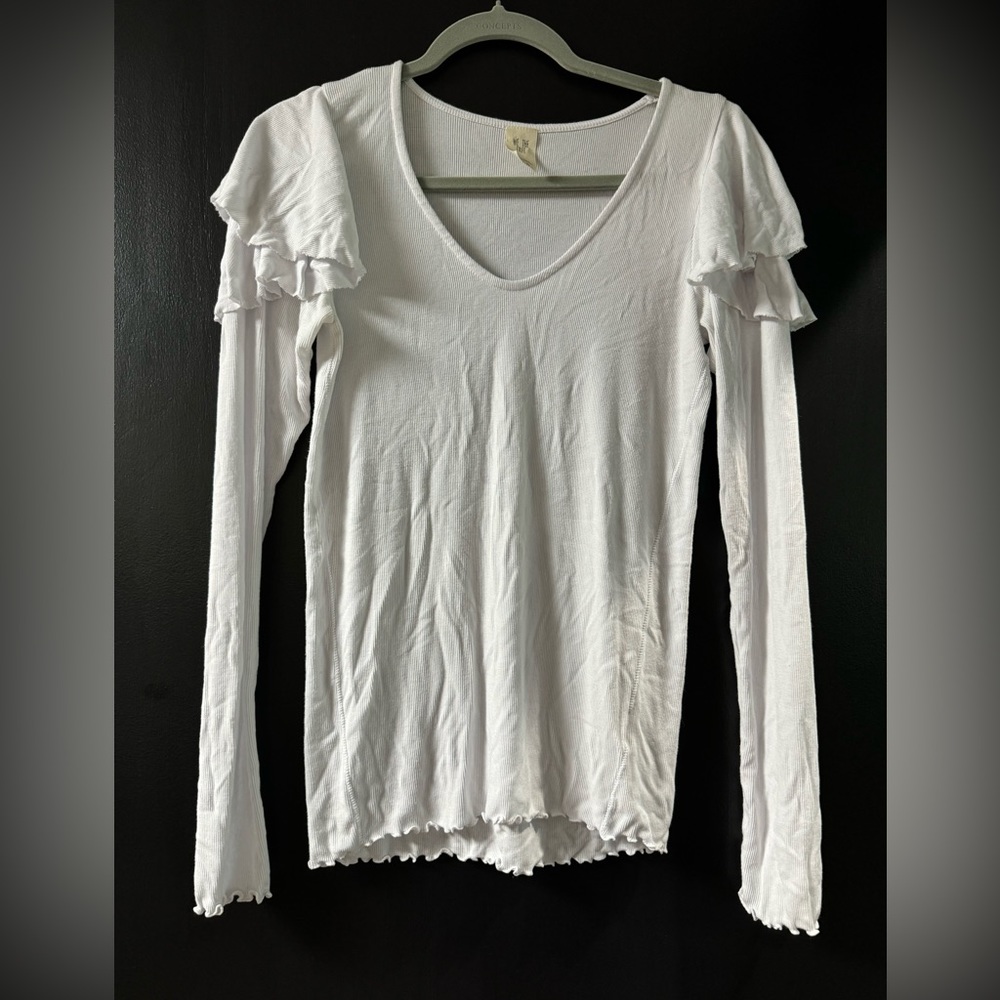 Free people flounce sleeve white shirt